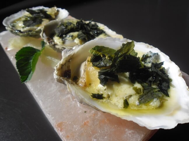 Bluff Oysters au gratin with Wakame and blue cheese - Gone Fishin